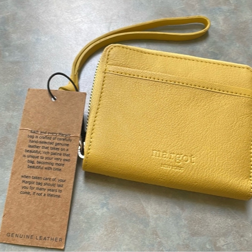 MARGOT NEW YORK - NWT - Yellow Genuine Leather Wristlet Wallet